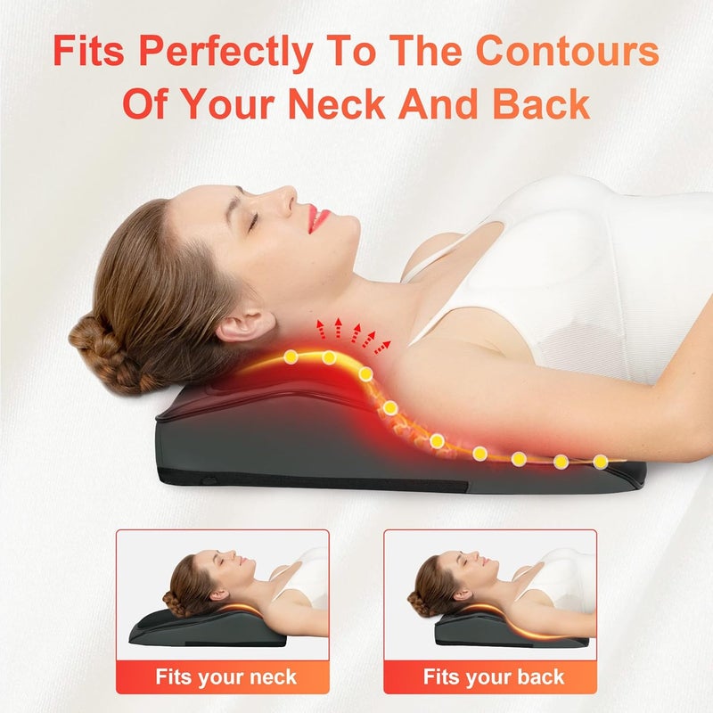 COMFIER مدلك ظهر مع حرارة، مدلك عنق وظهر عميق بتقنية الشياتسو مع اهتزاز وحرارة، وسادة تدليك للعنق والظهر كهدية للنساء والرجال - للاستخدام في المنزل والمكتب - Image 2
